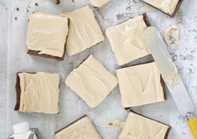 Blondie Bars with Caramel Latte Frosting