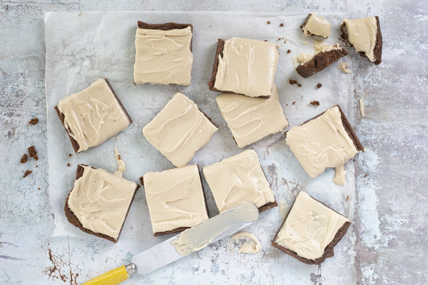 Blondie Bars with Caramel Latte Frosting - Arctic Iced Coffee