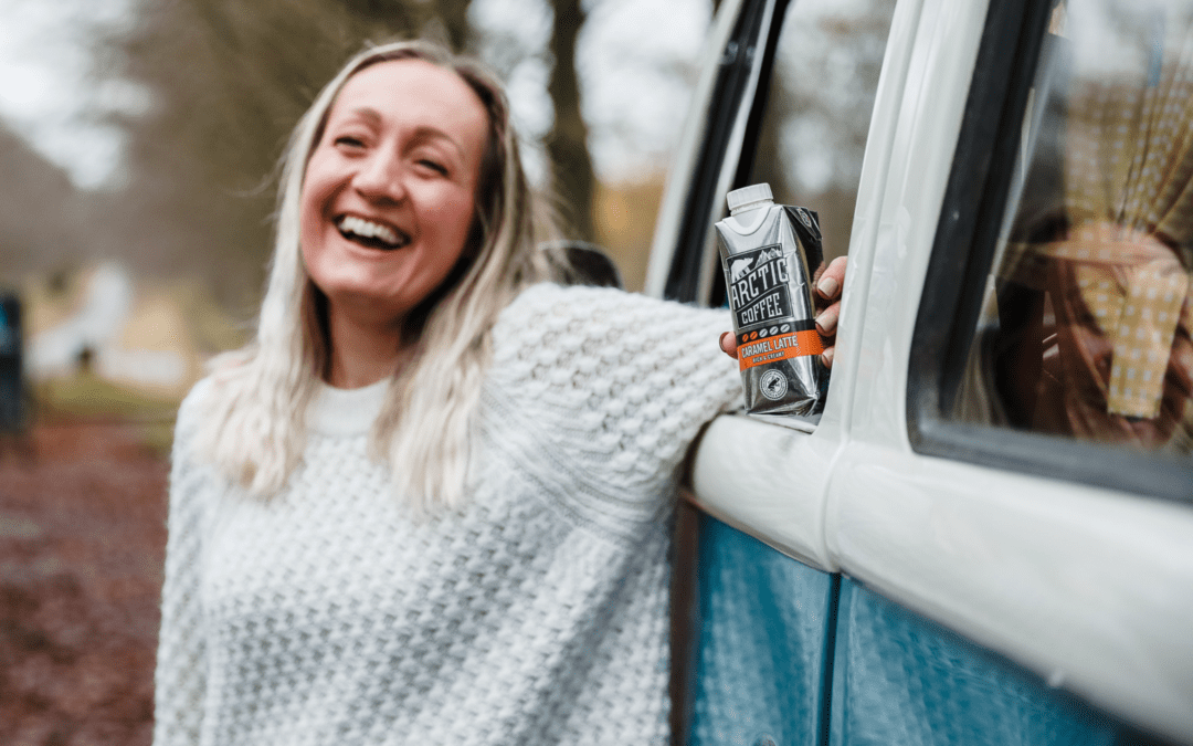 Woman enjoying Arctic Coffee outdoors