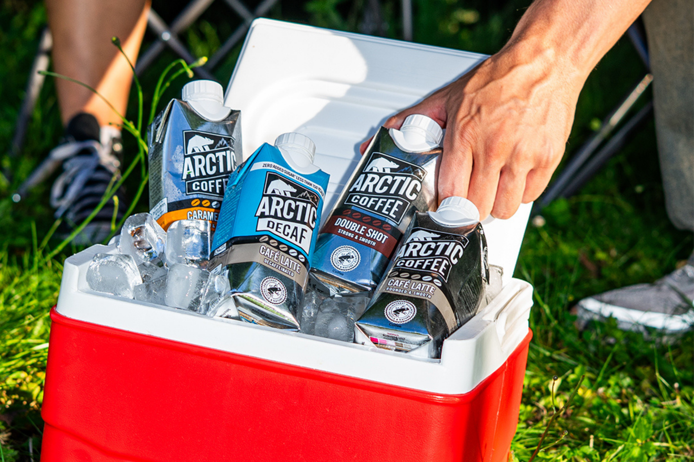 Ice box filled with Arctic Coffee's